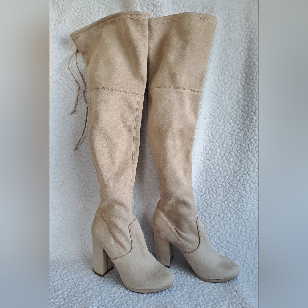 Womens Zigi Soho Suede Cream/ Beige Thigh High Boot